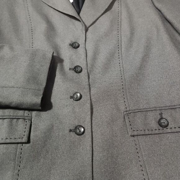 Alfred Dunner Womens Blazer Sz 12 Petite Gray Big Stitch‎ Jacket Buttons Pockets - Picture 5 of 12